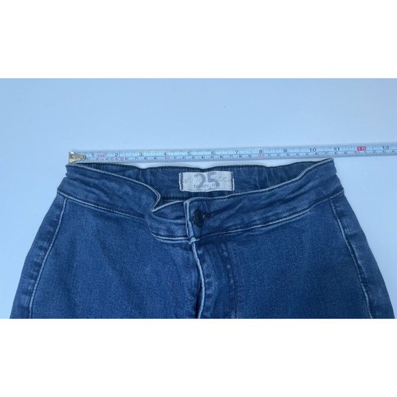 FREE PEOPLE Just Float On Flare Jeans High Rise Stretch Denim Bell Raw Hem 25 - Picture 5 of 9